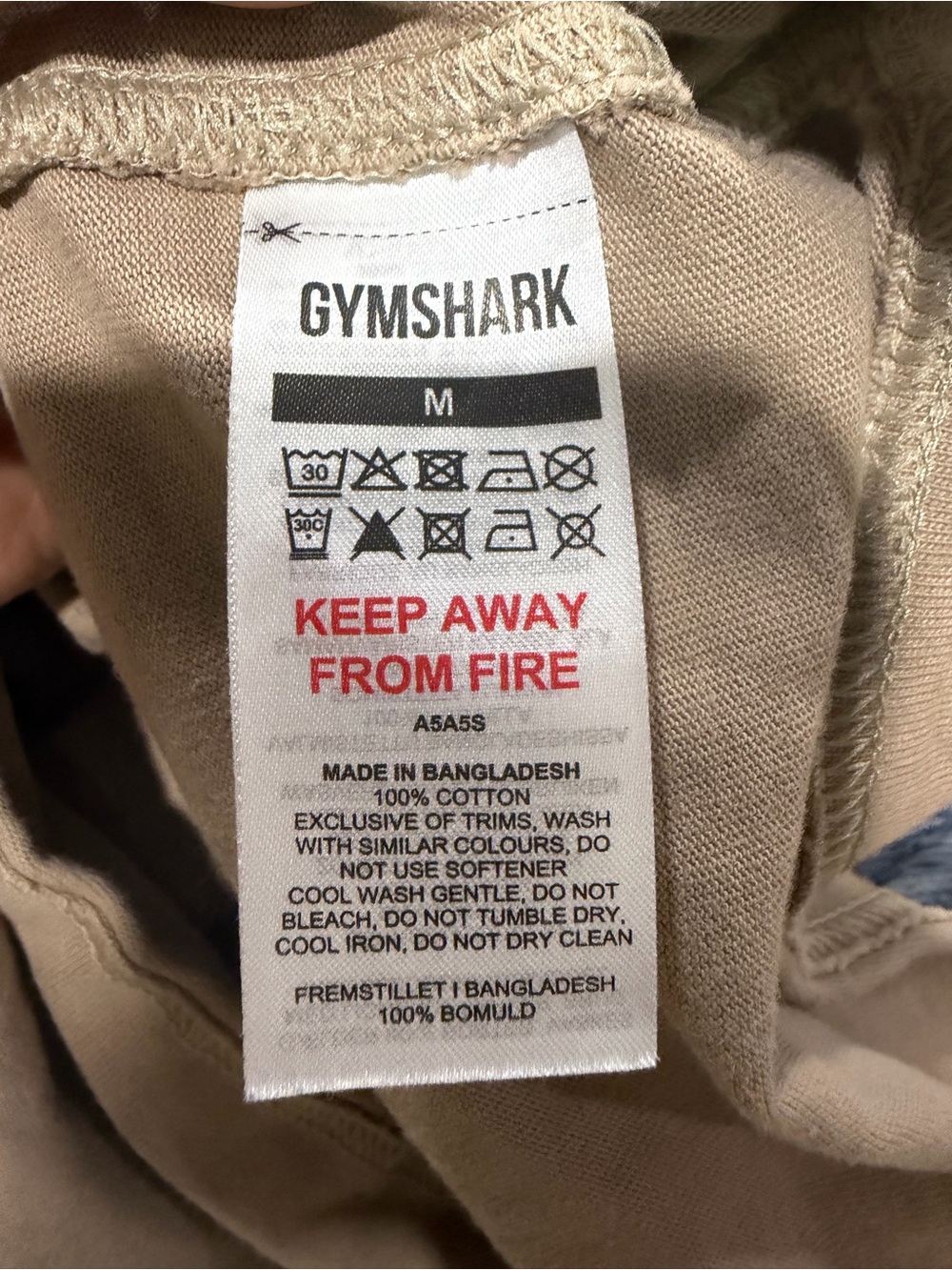 Gymshark Beige Crewneck Short Sleeve Shirt Size M Mens 100% Cotton EUC - Picture 4 of 4